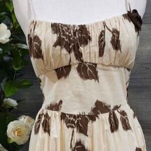 Cream and Brown Floral Dress